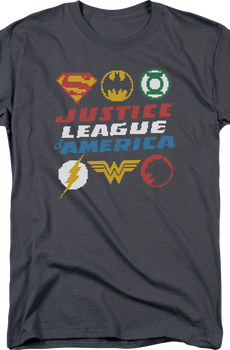 8-Bit Logos Justice League of America DC Comics T-Shirt