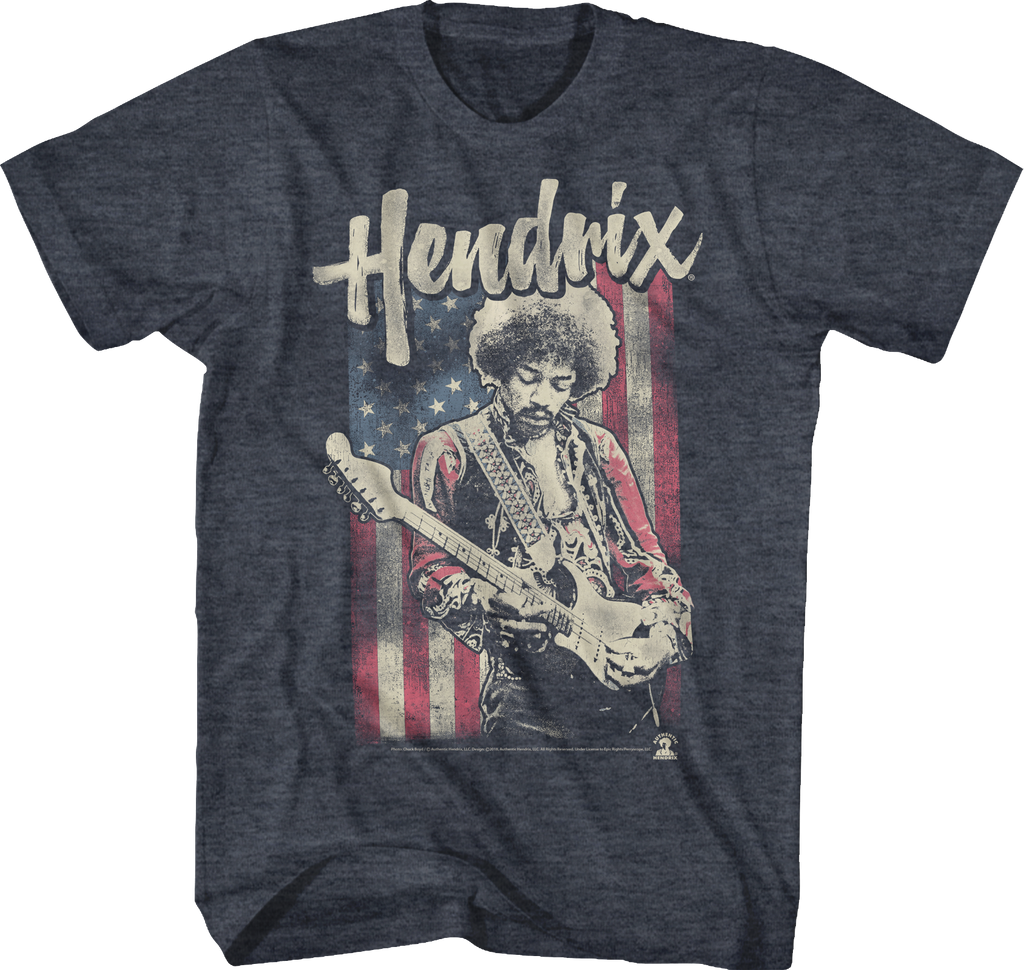 American Flag Jimi Hendrix T-Shirt Mens