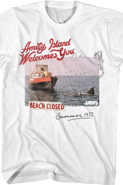 Amity Island Beach Closed Postcard Jaws T-Shirtmain product image