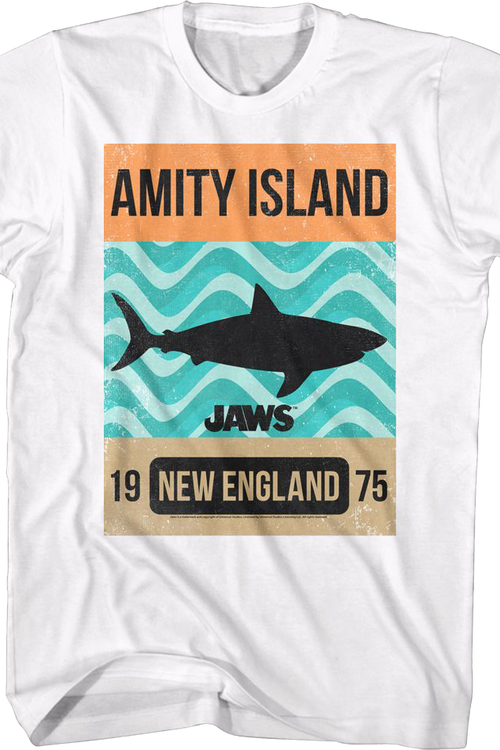 Amity Island Shark Waves Jaws T-Shirtmain product image