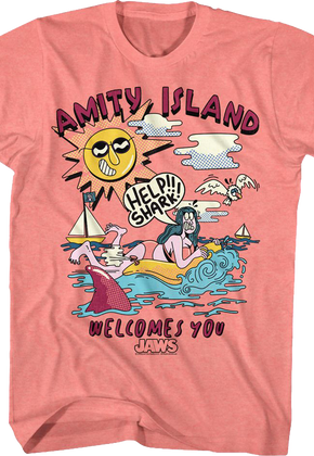Amity Island Welcomes You Illustration Jaws T-Shirt