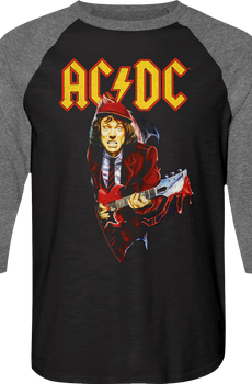 Angus Young Bloody Guitar ACDC Raglan Baseball Shirt