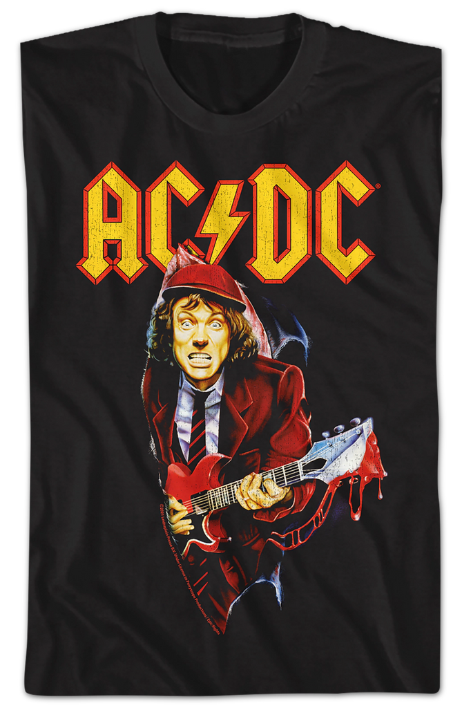 Angus Young Bloody Guitar ACDC Shirt