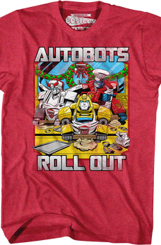 Autobots Roll Out Red Transformers Christmas T-Shirt