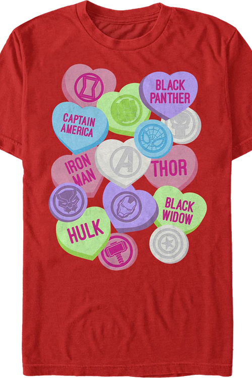 Avengers Candy Hearts Marvel Comics T-Shirtmain product image