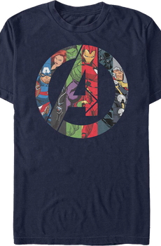 Avengers Characters And Logo Marvel Comics T-Shirt