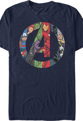 Avengers Characters And Logo Marvel Comics T-Shirt