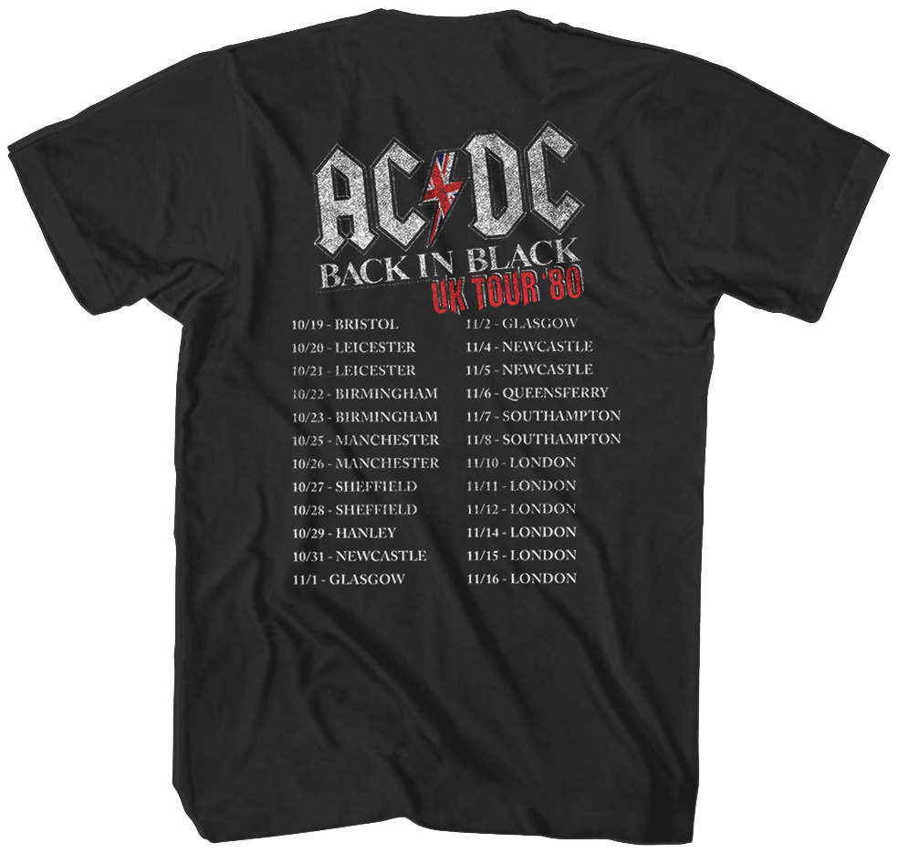 Back In Black UK Tour ACDC TShirt