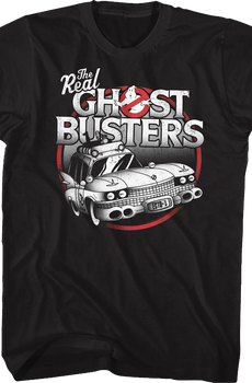 Black and White Ecto-1 Real Ghostbusters T-Shirt