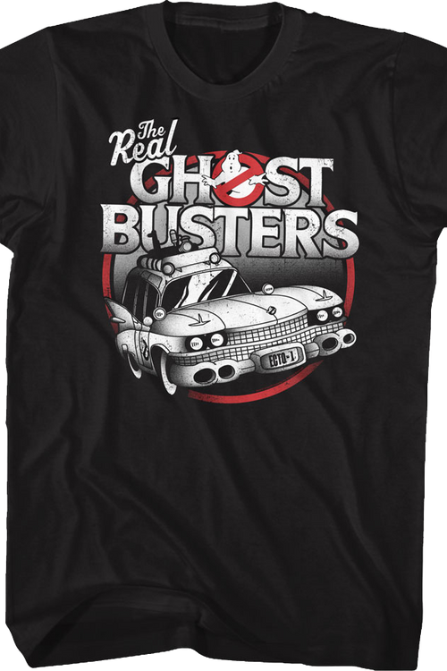 Black and White Ecto-1 Real Ghostbusters T-Shirtmain product image