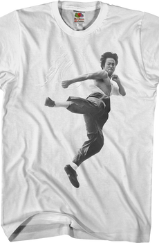Black and White Motion Kick Bruce Lee T-Shirt