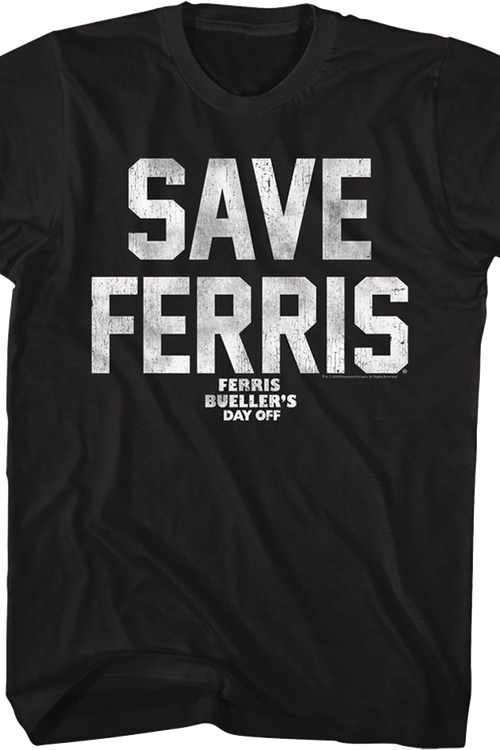 Black Distressed Save Ferris Bueller T-Shirtmain product image
