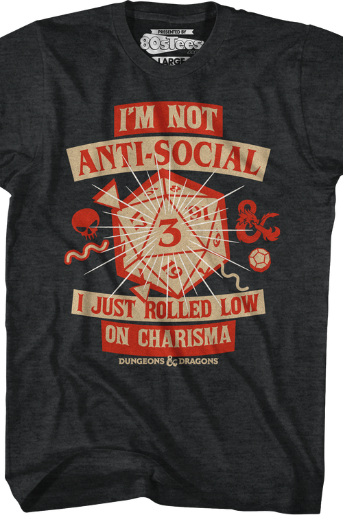 Black Heather Rolled Low On Charisma Dungeons & Dragons T-Shirtmain product image