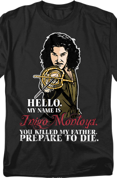 Black Inigo Montoya Illustration Princess Bride T-Shirt