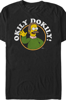 Black Ned Flanders Okily Dokily Simpsons T-Shirt