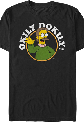 Black Ned Flanders Okily Dokily Simpsons T-Shirt