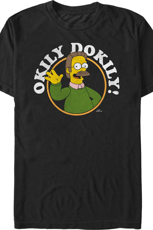 Black Ned Flanders Okily Dokily Simpsons T-Shirtmain product image
