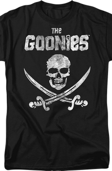 Black Vintage Skull & Crossed Swords Goonies T-Shirt