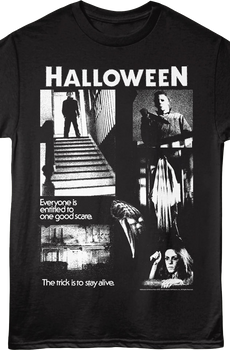 Black & White One Good Scare Collage Halloween T-Shirt