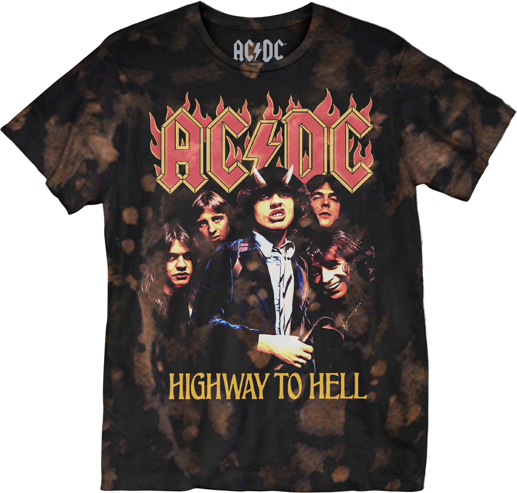 Bleached Tie Dye Highway To Hell ACDC T-Shirt Bleached Tie Dye Highway To Hell ACDC T-Shirt