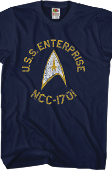 Blue Distressed USS Enterprise Star Trek T-Shirt