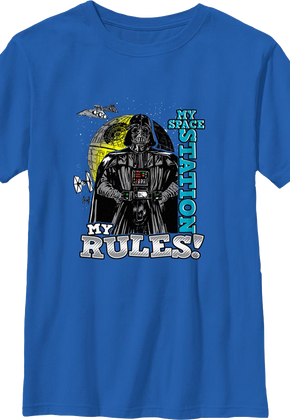 Boys Youth Darth Vader My Space Station My Rules Star Wars Shirt