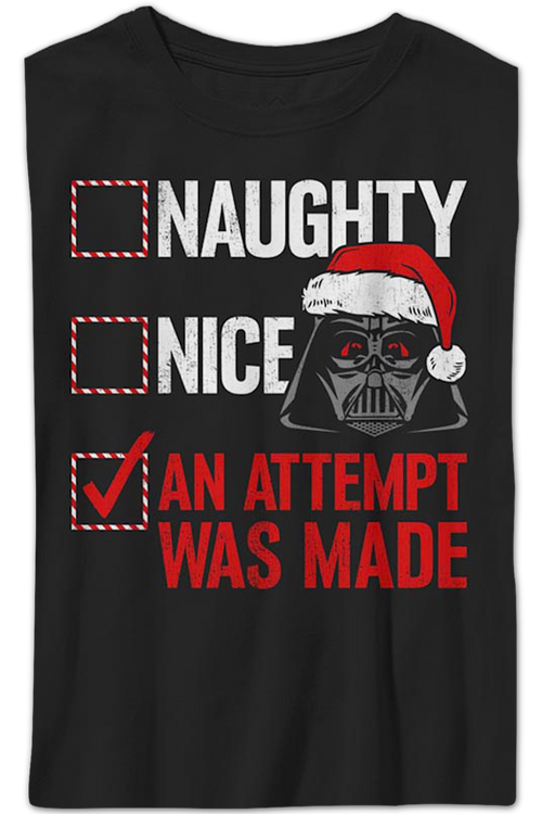 Boys Youth Darth Vader Naughty Nice Checklist Star Wars Shirtmain product image