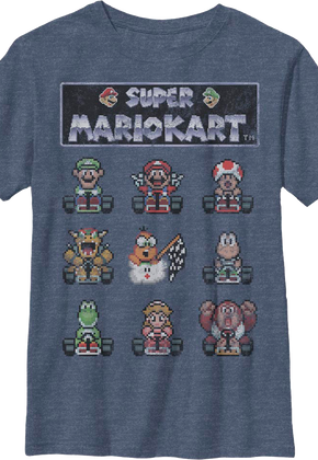 Boys Youth Super Mario Kart Characters Nintendo Shirt