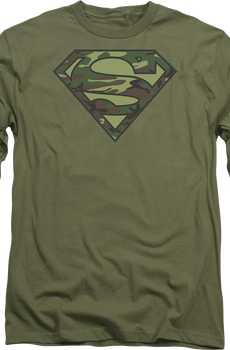 Camouflage Superman Logo DC Comics Long Sleeve Shirt