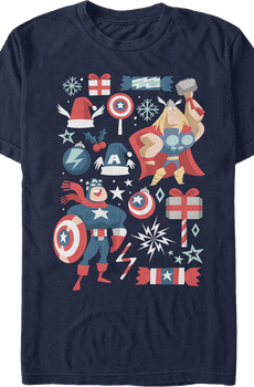 Captain America And Thor Marvel Comics Christmas T-Shirt