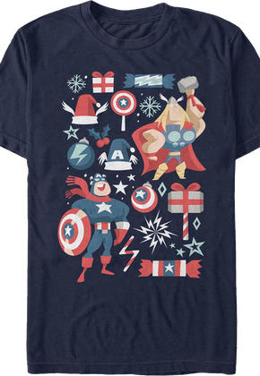 Captain America And Thor Marvel Comics Christmas T-Shirt
