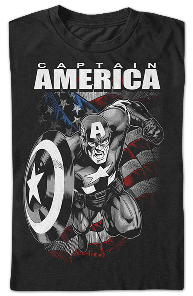 Captain America Flag Marvel Comics T-Shirt - Main Image