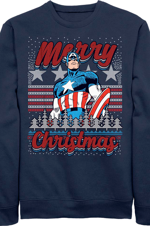 Captain America Merry Christmas Faux Ugly Sweater Marvel Comics Sweatshirtmain product image