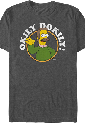 Charcoal Heather Ned Flanders Okily Dokily Simpsons T-Shirt