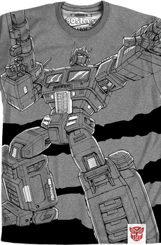 Charcoal Sublimation Optimus Prime Transformers Shirt