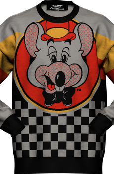 Checkerboard Character Chuck E. Cheese Knitted Sweater