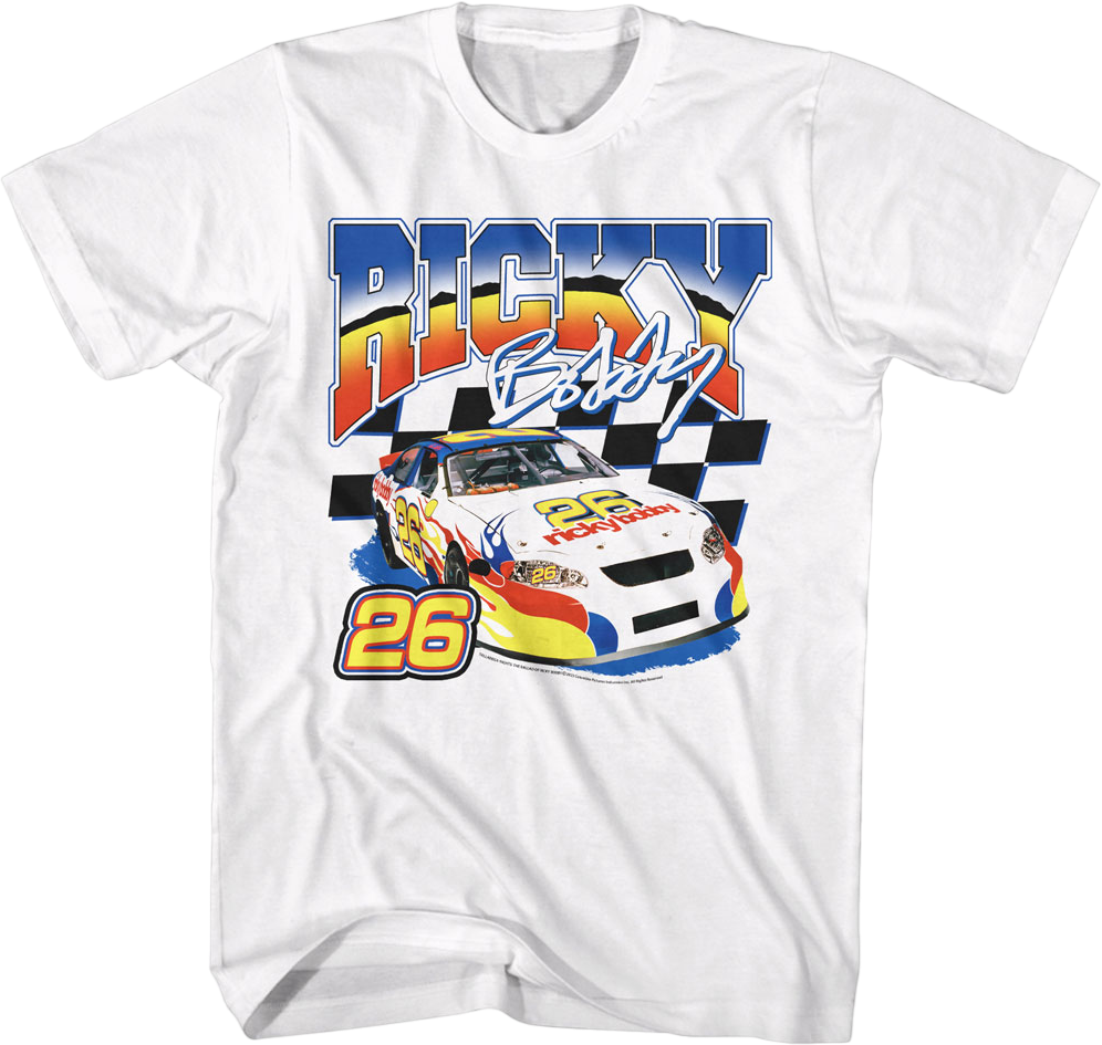 Talladega Nights Vintage Racing White Adult T-Shirt, image size:996x945