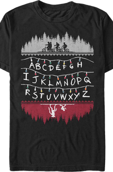 Faux Ugly Knit Christmas Lights Stranger Things T-Shirt
