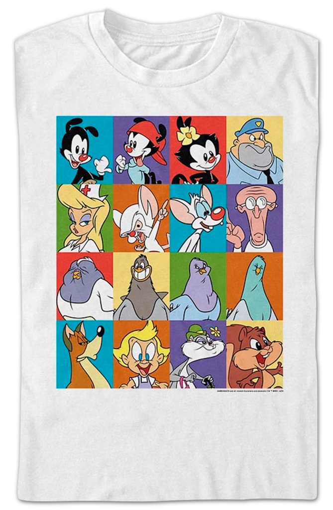 White Classic Character Blocks Animaniacs T-Shirt
