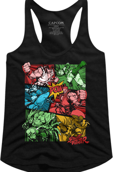 Ladies Comic Book Action Street Fighter Racerback Tank Top
