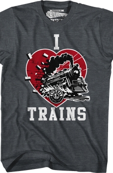 Dark Heather I Love Trains Lionel Trains T-Shirt