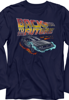 Distressed DeLorean Time Machine Back To The Future Long Sleeve Shirt