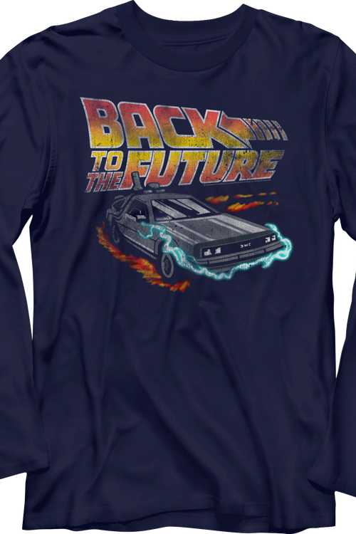 Distressed DeLorean Time Machine Back To The Future Long Sleeve Shirtmain product image