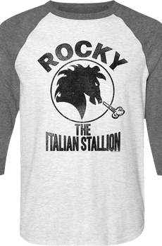 Distressed Italian Stallion Logo Rocky Raglan Baseball Shirt