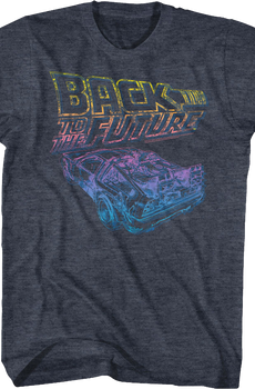 Distressed Neon Logo And DeLorean Back To The Future T-Shirt