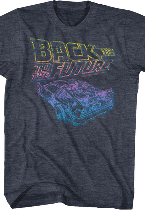 Distressed Neon Logo And DeLorean Back To The Future T-Shirt