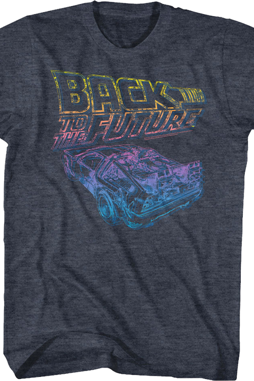 Distressed Neon Logo And DeLorean Back To The Future T-Shirtmain product image