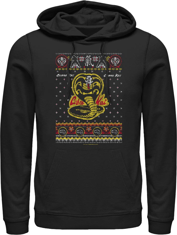 Dojo Logo Faux Ugly Christmas Sweater Cobra Kai Hoodie