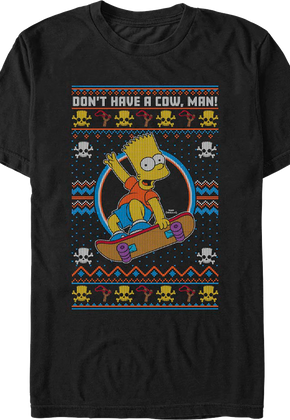 Don't Have A Cow Faux Ugly Christmas Sweater Simpsons T-Shirt