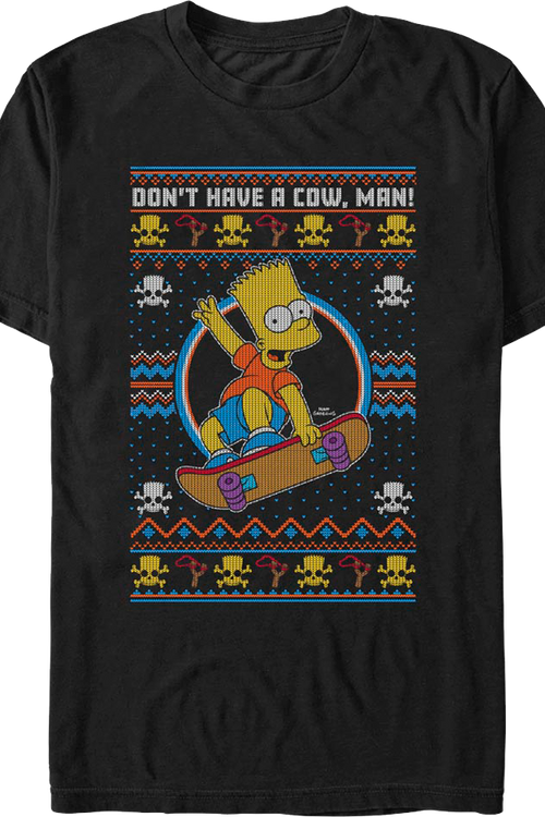 Don't Have A Cow Faux Ugly Christmas Sweater Simpsons T-Shirtmain product image